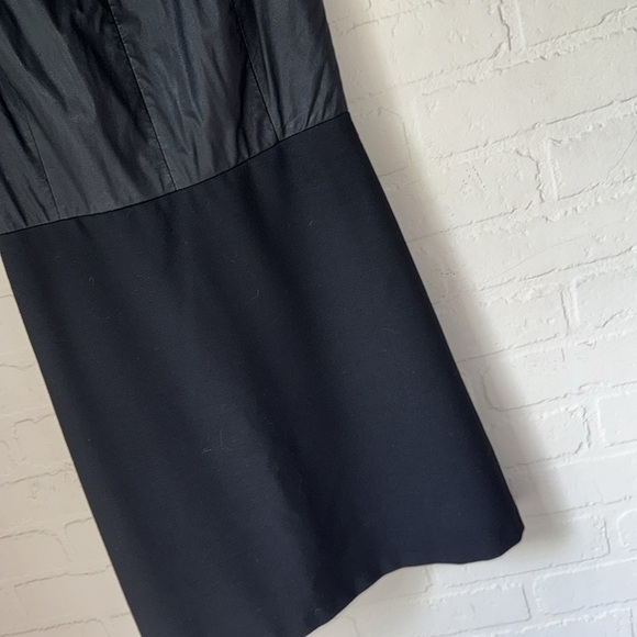 Theory Black dress Sleeveless outfit lamb leather wool blend lined size 4 - Picture 4 of 6